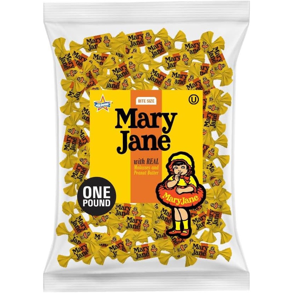 Atkinson's Mary Jane Molasses Peanut Butter Candy 1 Pound Bag Chewy Retro Taffy Treat