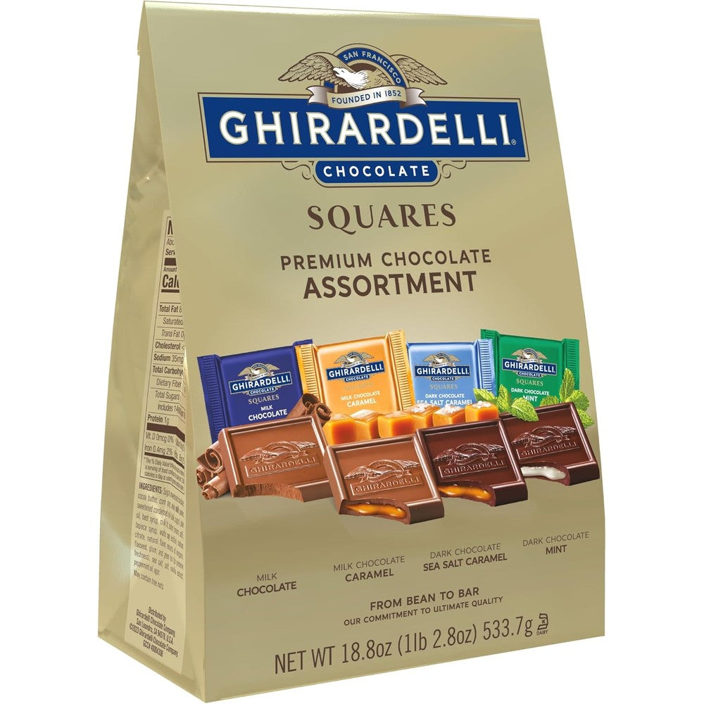 Ghirardelli Premium Assorted Chocolate Squares Variety Pack Of Milk Dark Mint And Caramel Chocolates 18.8 Ounce Bag