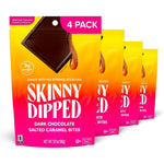 SkinnyDipped Dark Chocolate Salted Caramel Bites, Keto Friendly Low Sugar Treats, Gluten Free Imported Snacks, 4 Pack Of 3.17 Ounce Pouches