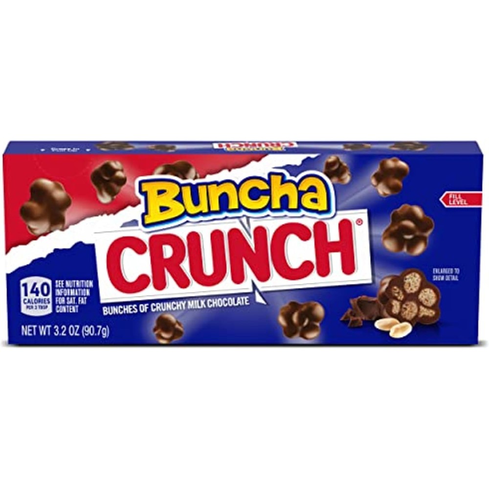 Crunch Buncha Crunch Candy Pieces Of Milk Chocolate With Crisped Rice 12 Pack Movie Theater Concession Boxes 3.7 Ounce Each