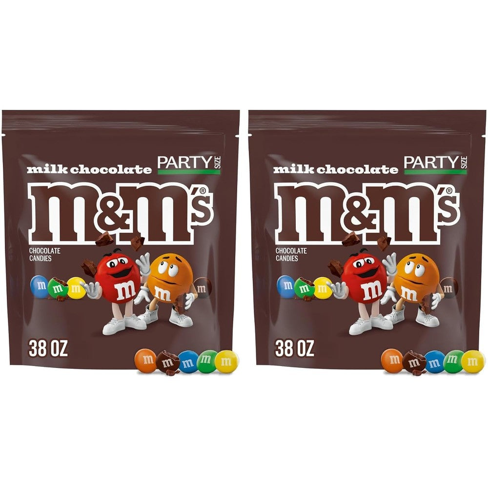M&M's Milk Chocolate Candy Party Size 38 Ounce Resealable Bag Pack Of 2