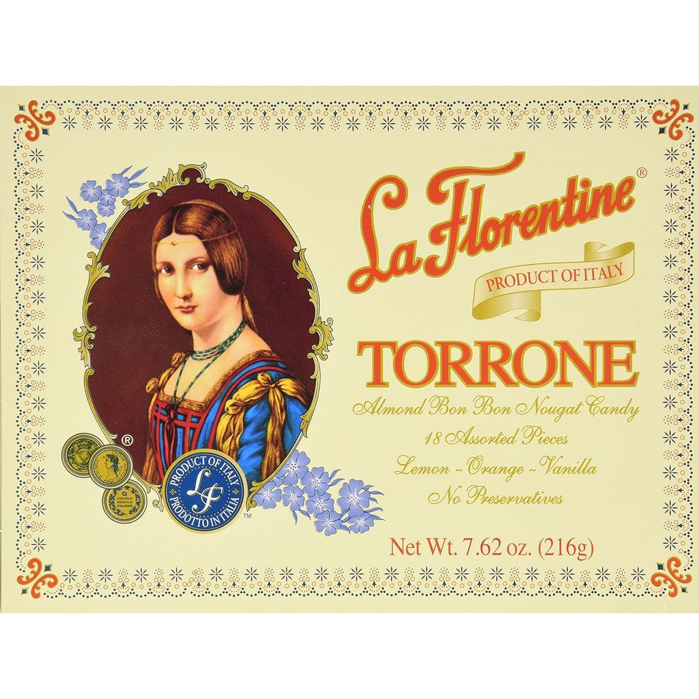 La Florentine Torrone Assortment Box Italian Almond Nougat Candy 18 Pieces 7.62 Ounces
