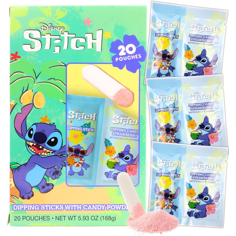 Galerie Disney Lilo And Stitch Dipping Sticks And Powder Candy Strawberry Flavored Birthday Party Treats 20 Individual Pouches