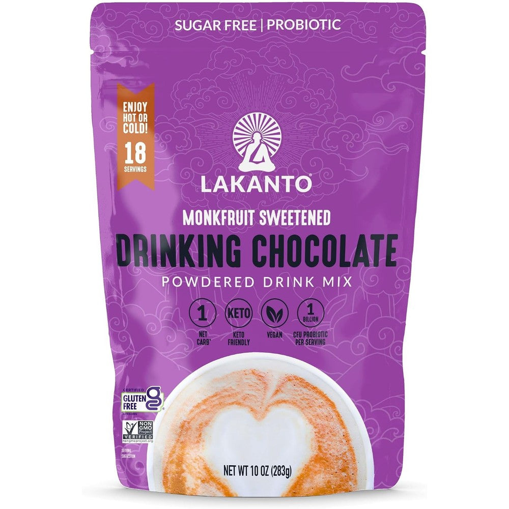 Lakanto Sugar Free Drinking Chocolate Cold Or Hot Cocoa Powder Mix With Monk Fruit Sweetener And Probiotics 10 Ounce