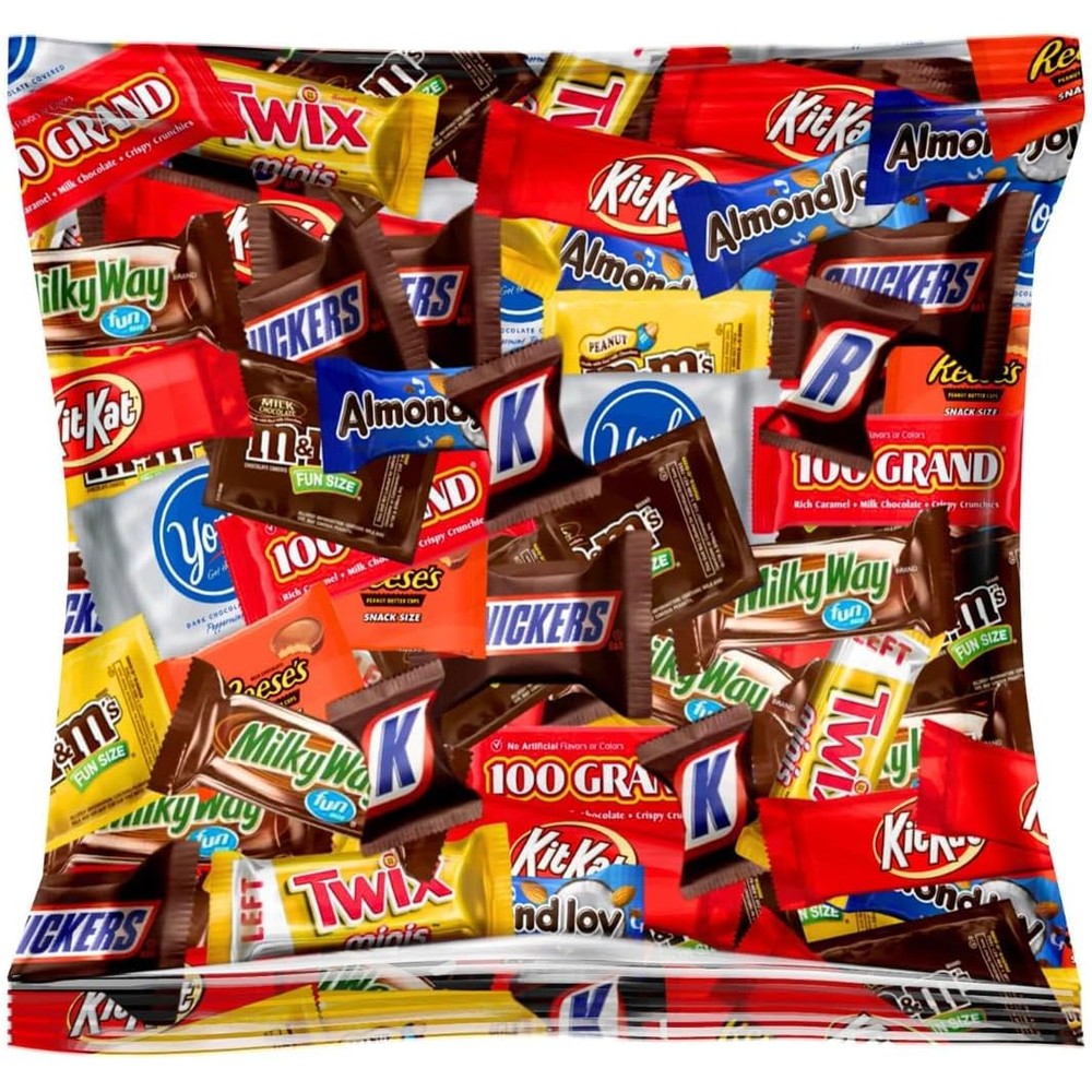 Candylish bulk chocolate candy mix assorted fun size bars front view