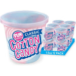Fun Sweets Cotton Candy 12 Pack Blue Raspberry And Cherry Swirl 1.5 Ounce Resealable Tubs Individual Serving Party Treats