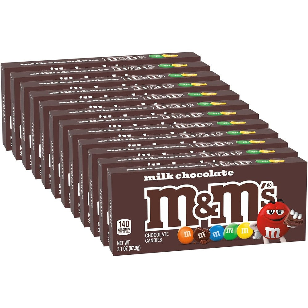 M&M's Milk Chocolate Candy Movie Theater Box Bulk Party Favors 3.10 Ounce Pack Of 12