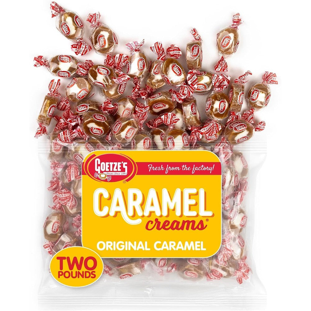 Goetze's Classic Vanilla Caramel Creams 2 Pound Bag Individually Wrapped Chewy Caramel And Vanilla Cream Treats Imported From The United States