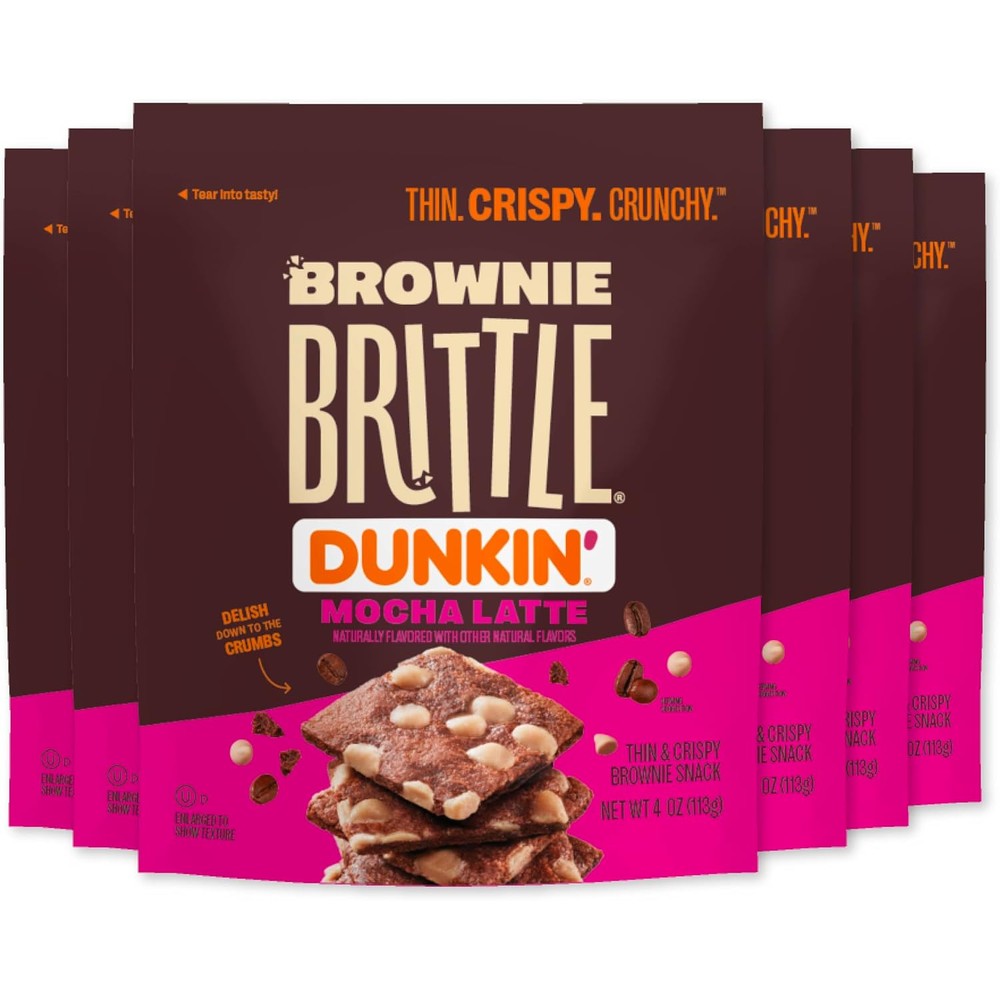 Brownie Brittle Dunkin Mocha Latte Crunch six pack front view of packaging