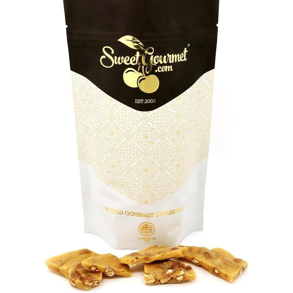 SweetGourmet Original Peanut Brittle Candy Homestyle Toffee With Roasted Peanuts Traditional Sweet American Snack 1 Pound