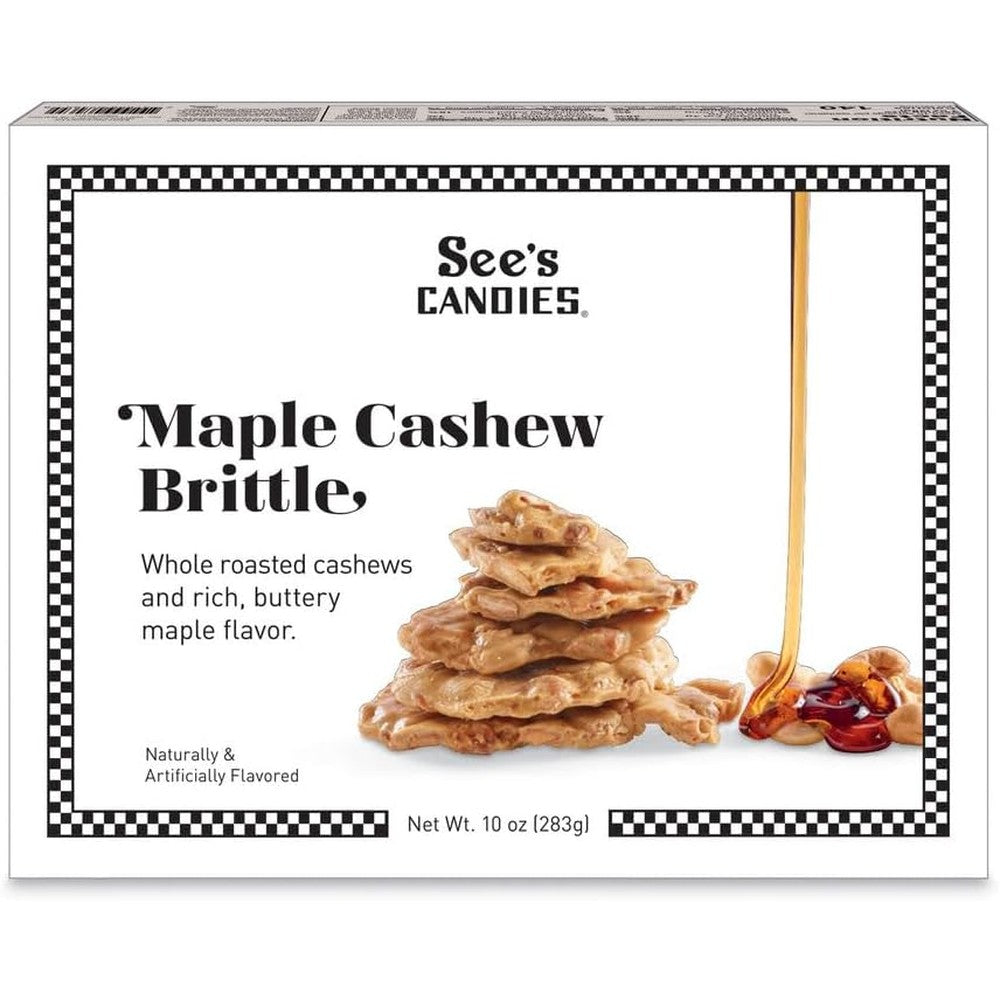 See's Candies Maple Cashew Brittle Buttery Crunchy Toffee Candy Box 10 Ounce