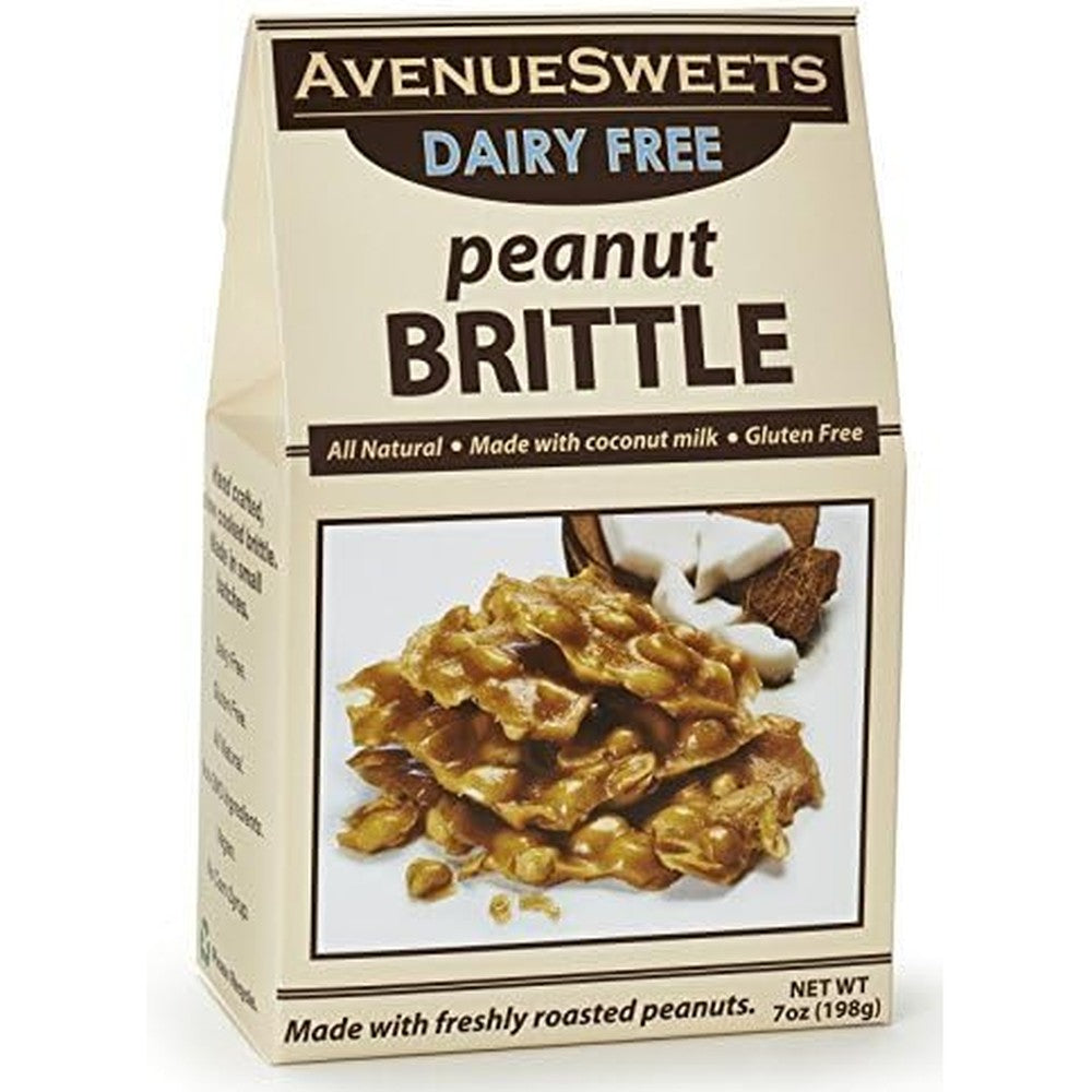 AvenueSweets Handcrafted Old Fashioned Dairy Free Vegan Peanut Brittle Seven Ounce Box