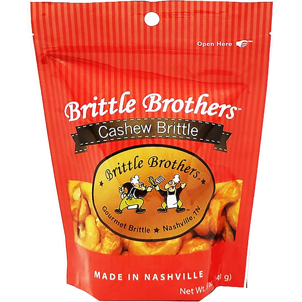 Brittle Brothers Handcrafted Gourmet Cashew Brittle Gluten Free All Natural Classic American Butter Caramel Candy Premium Nut Snack Five Ounce Bag