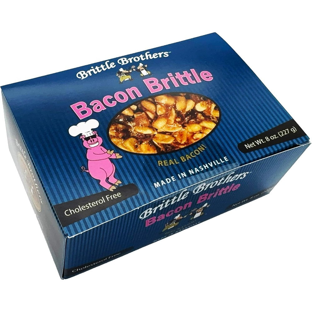 Brittle Brothers Handcrafted Bacon Peanut Brittle Gourmet Candy Gift Box Authentic USA Imported Sweet And Savory Snack 8 Ounce