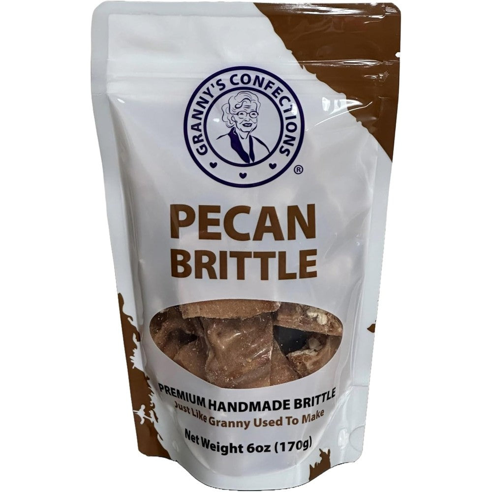 Granny's Confections Pecan Brittle front view packaging showing premium gourmet Southern candy.