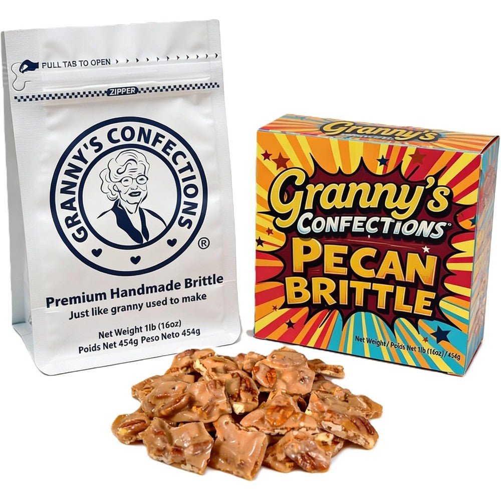 Granny's Confections Pecan Brittle Premium Gourmet Candy Old Fashioned Handmade Gluten Free Sweet Crunch 16 Ounce