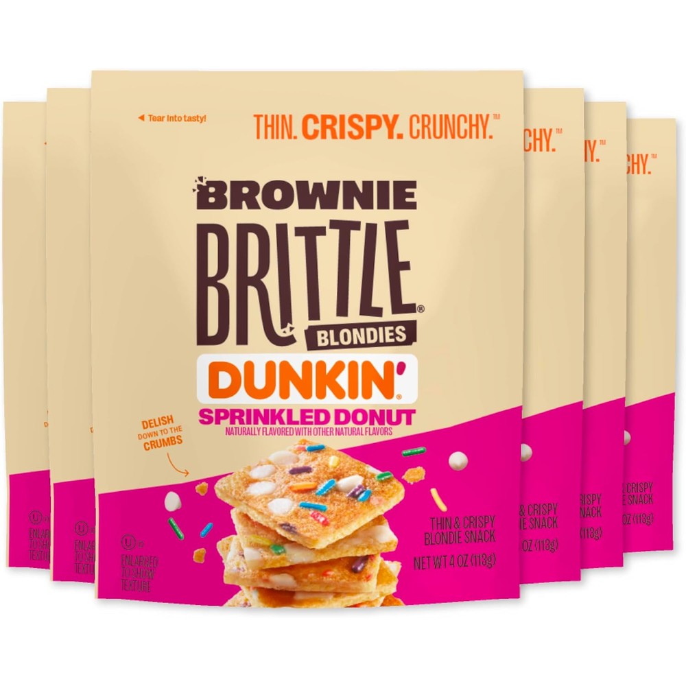 Brownie Brittle Dunkin Blondie Sprinkled Donut six pack front view imported snack