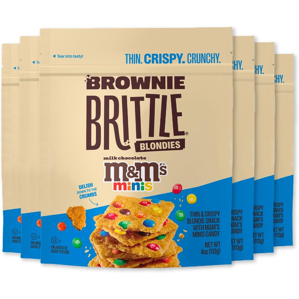 Brownie Brittle M and M'S Minis Blondie pack of six front view authentic USA snack
