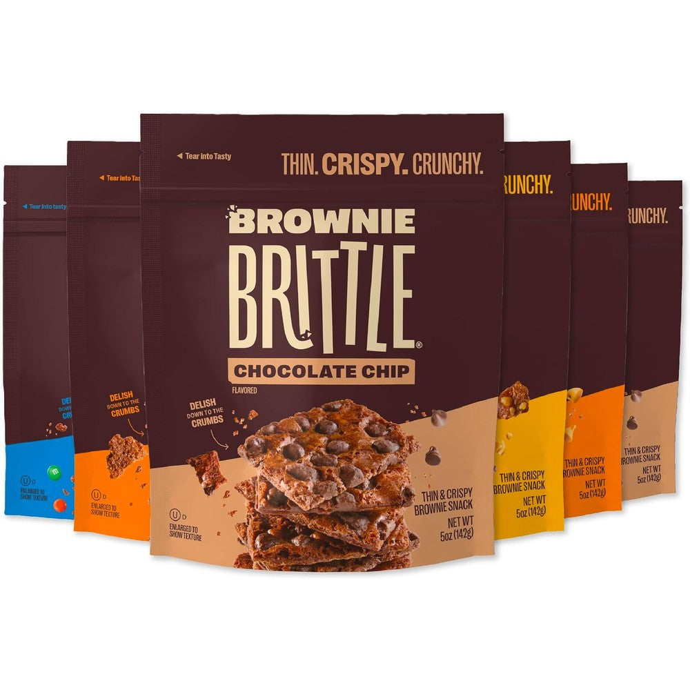 Brownie Brittle Variety Pack Thin And Crispy Gourmet Dessert Bites Pack Of 6 Five Ounce Bags