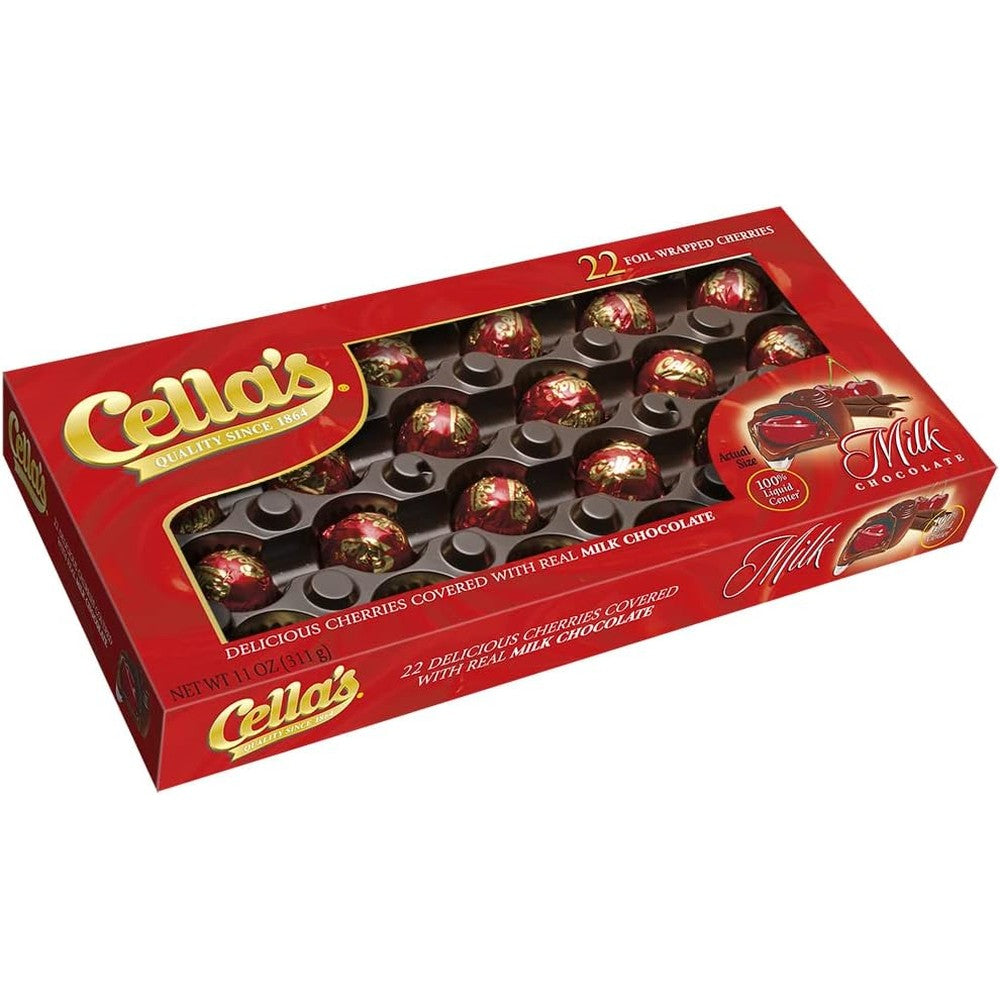 Cella's Milk Chocolate Covered Cherries 22 Individually Foil Wrapped Cherries 11 Ounce Box