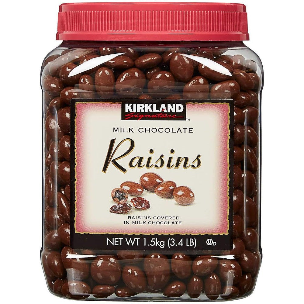 Kirkland Signature Milk Chocolate Covered Raisins 3.4 Pounds 1.5 Kilograms Authentic Imported Snack