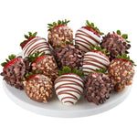 Shari's Berries Fancy Chocolate Covered Strawberries 12 Count Gourmet Dipped Assortment With Milk White And Dark Chocolate