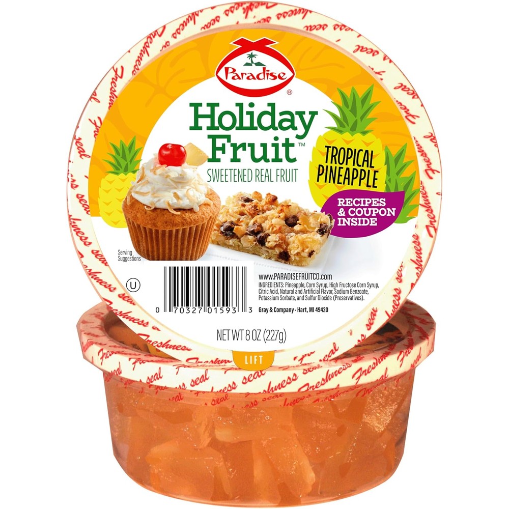 Paradise Pineapple Wedges Candied Tropical Fruit Snack 8 Ounce Pack Natural Pineapple Pieces For Baking And Desserts