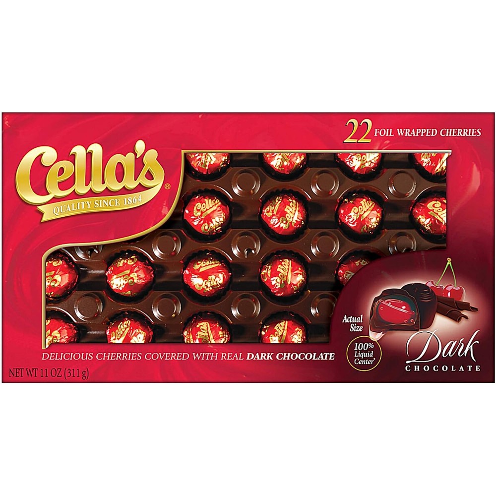 Cella's Dark Chocolate Covered Cherries, 22 Count, 11 Ounce, Authentic USA Imported Decadent Liquid Center Confection