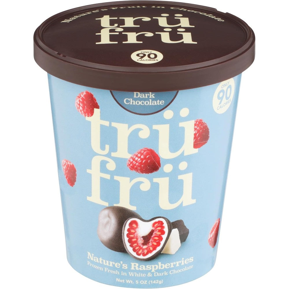 Tru Fru Nature's Raspberries Frozen In White And Dark Chocolate 5 Ounce Authentic USA Imported Premium Fruit Snack