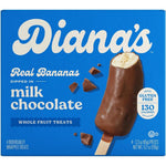 Dianas Bananas Milk Chocolate Banana Halves Premium Frozen Fruit Treat Four Pack