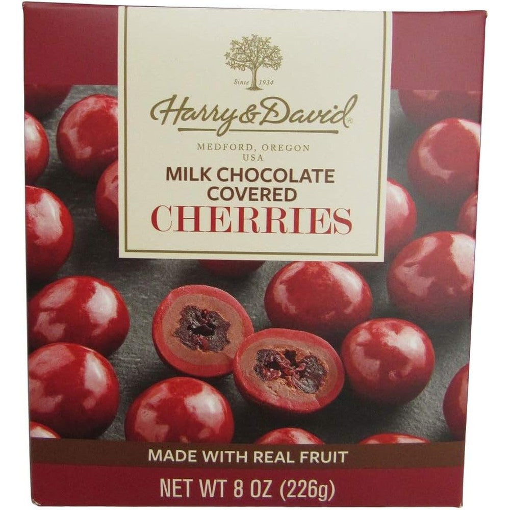 Harry And David Milk Chocolate Covered Cherries 8 Ounce Premium USA Imported Gourmet Chocolate Gift Box