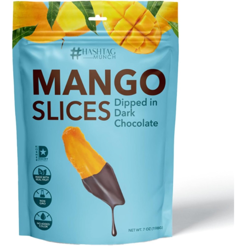 Elephant Park Hashtag Munch mango slices dipped in dark chocolate front view