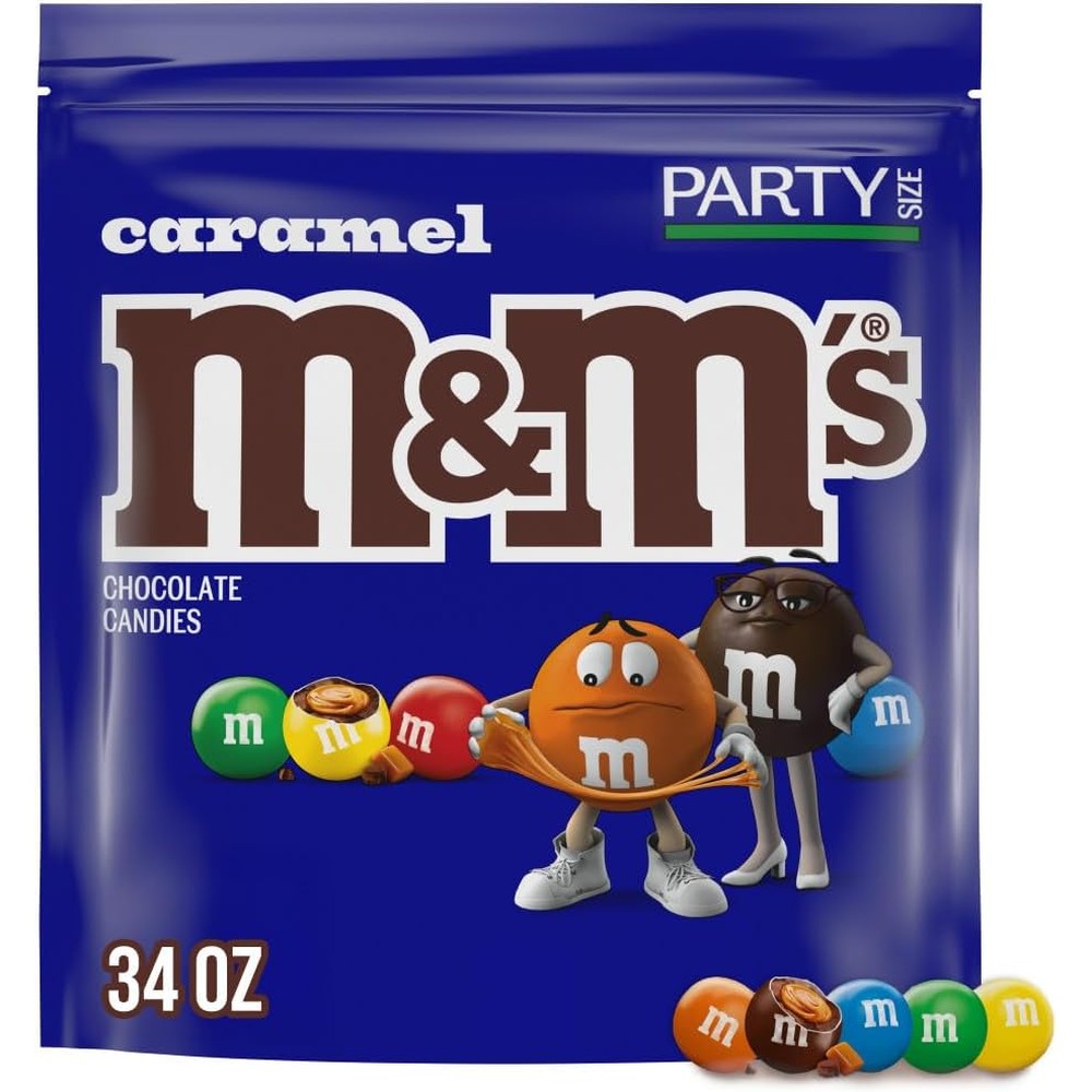 M&M'S Caramel Milk Chocolate Candy Bulk Pack, Party Size, 34 Ounce Resealable Bag For Parties, Baking And Sharing