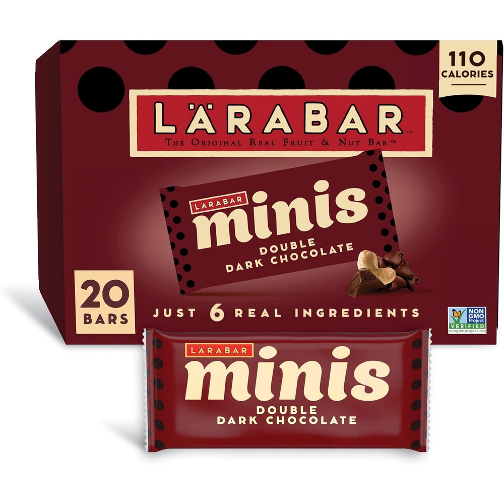 LÄRABAR Minis Double Dark Chocolate Fruit And Nut Bars Gluten Free Vegan Snack Bars 20 Bars 15.6 Ounce