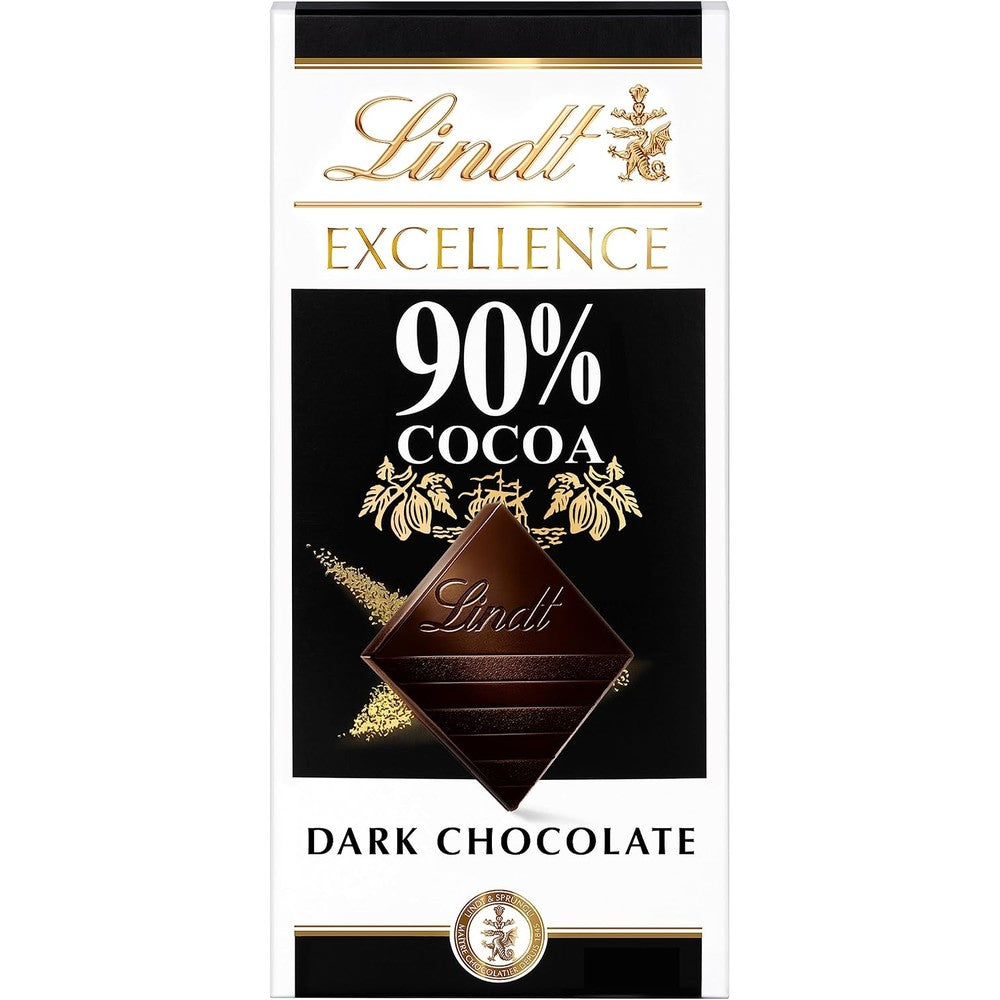 Lindt Excellence 90 Percent Cocoa Dark Chocolate Bar Premium Swiss Crafted Supreme Dark Chocolate Candy Bar Imported From United States 3.5 Ounce
