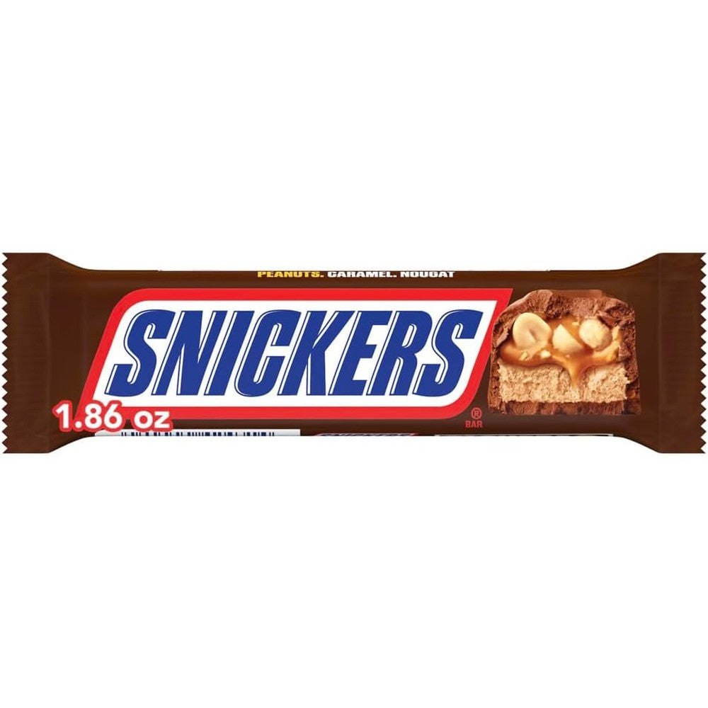 Mars Snickers NFL Football Tailgating Snack Milk Chocolate Candy Bar Full Size USA Imported Premium Chocolate Confectionery One Point Nine Ounce