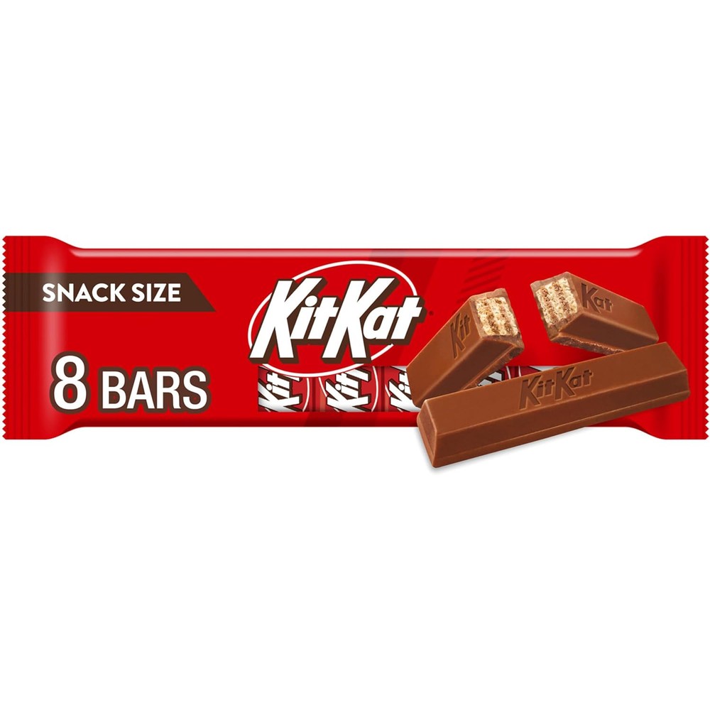 Kit Kat Milk Chocolate Wafer Candy Bars Snack Size Pack Authentic USA Imported Crispy Wafers In Smooth Creamy Milk Chocolate 0.49 Ounce 8 Count