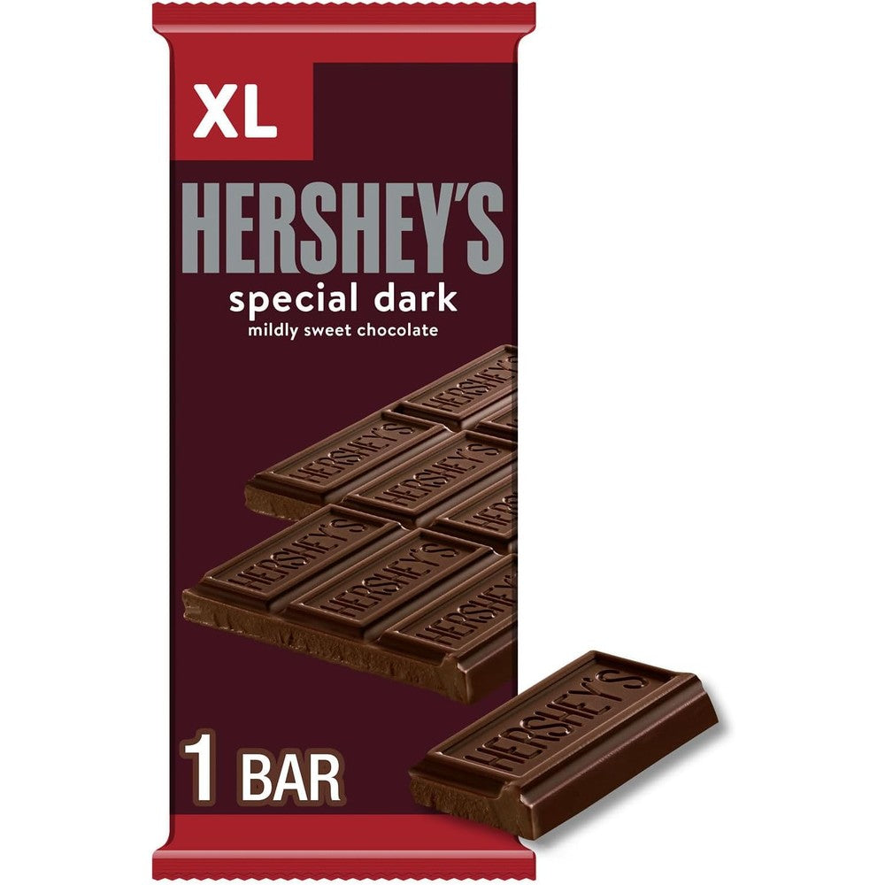 Hershey's Special Dark Mildly Sweet Chocolate Extra Large Candy Bar Sixteen Individual Pieces For Sharing And Baking Four Point Two Five Ounce