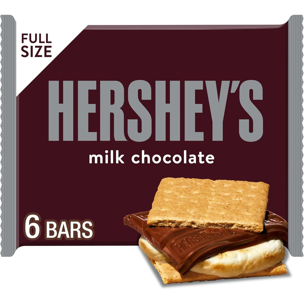 Hershey's Milk Chocolate Candy Bars Full Size Creamy American Chocolate For Baking And Snacking Six Pack Two Hundred Sixty Three Grams