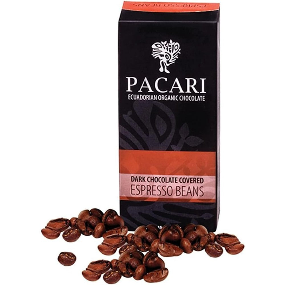 Pacari Organic Dark Chocolate Covered Espresso Beans Premium Arabica Coffee Crunch 57 Grams