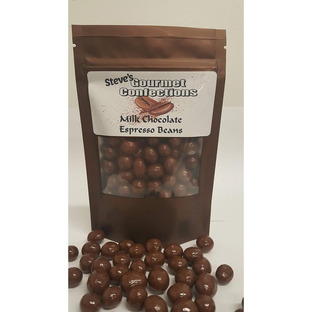 Steve's Gourmet Confections Premium Roasted Coffee Beans Coated In Creamy Milk Chocolate For Energy Boosting Snacks 4 Ounce