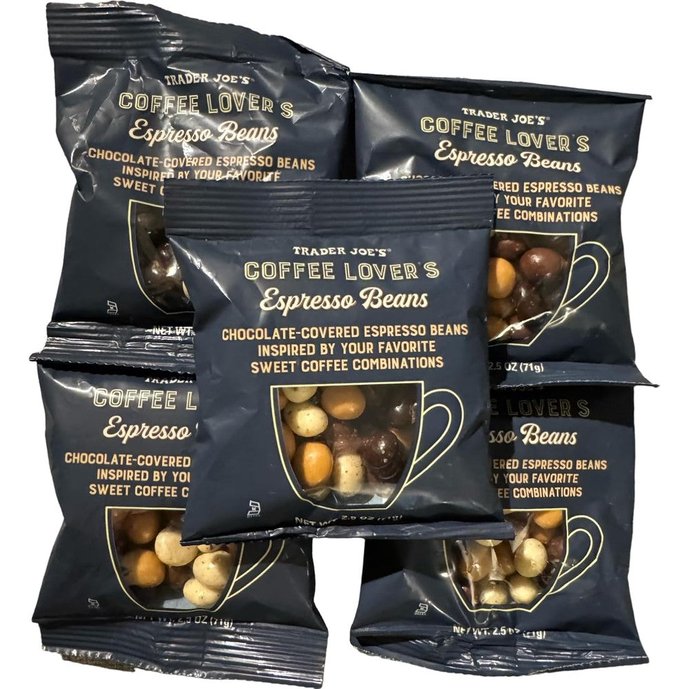 Trader Joe's Coffee Lover's Chocolate Covered Espresso Beans 5 pack front view