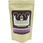The Nut Hut Organic Dark Chocolate Espresso Beans 6 Ounce pouch front view