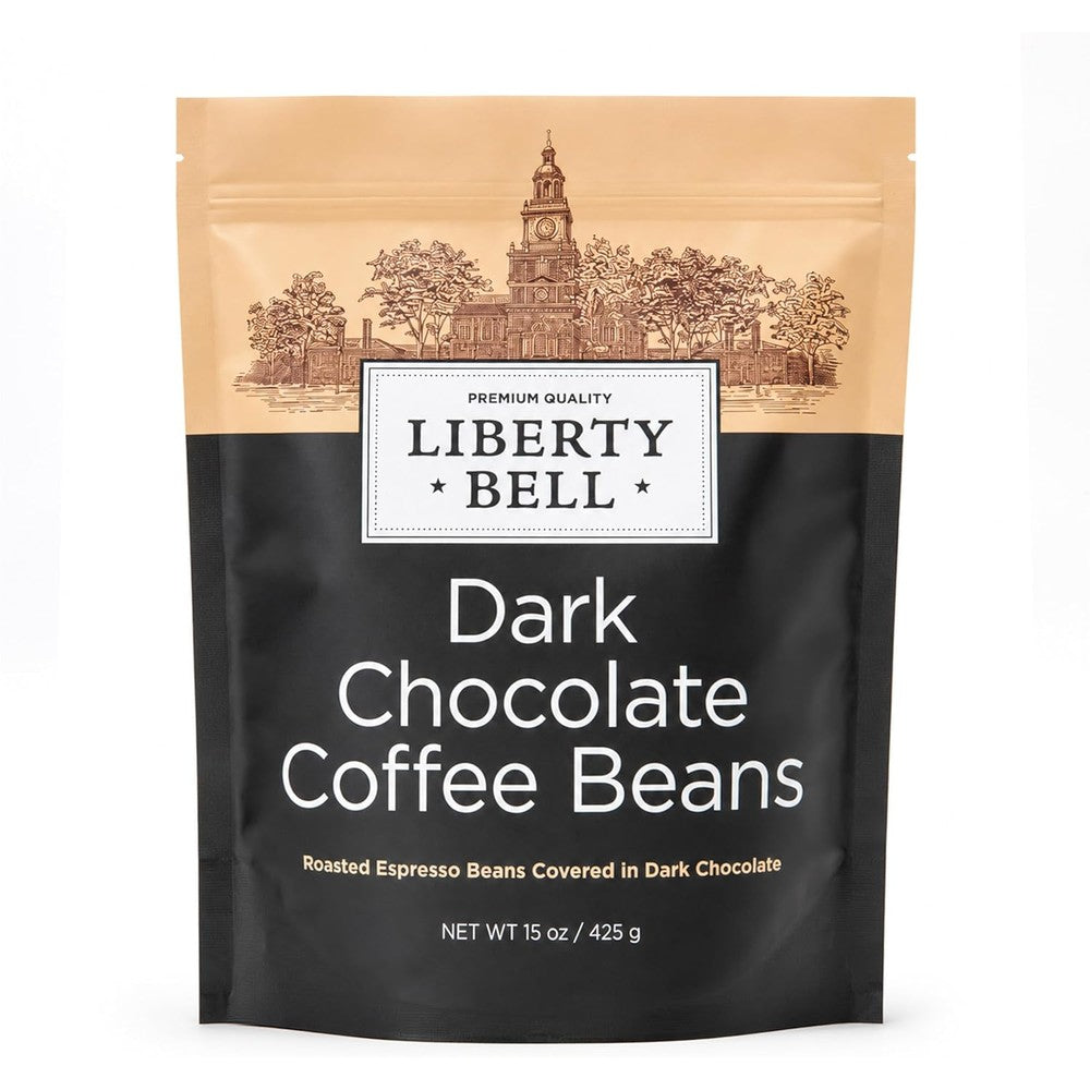 Liberty Bell Dark Chocolate Covered Espresso Coffee Beans 15 Ounce Bag Gourmet Crunchy Roasted Coffee Candy Snack For Gifting - Image 1