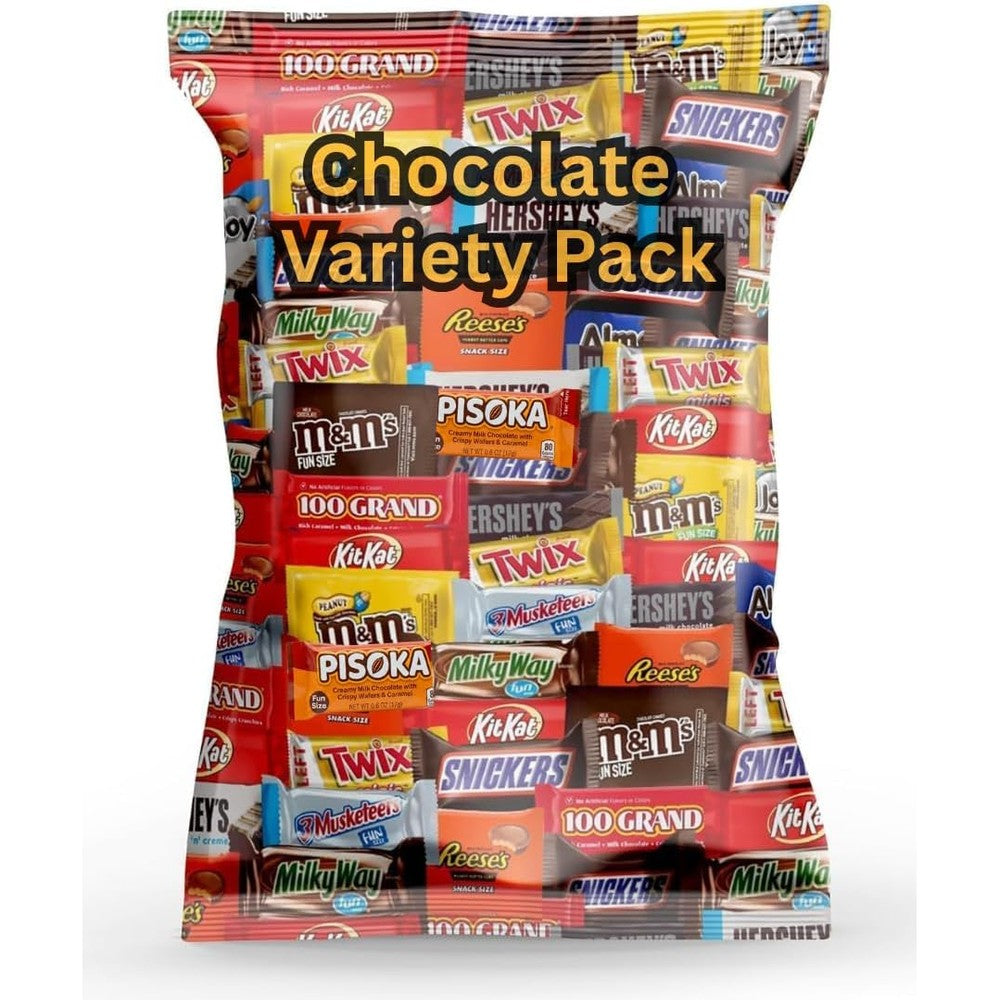 Pisoka Bulk Assorted Variety Pack of Fun Size Chocolate Candy Individually Wrapped Chocolate Mix for Parties and Gift Bags 2 Pounds
