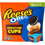 REESE'S OREO Miniatures Milk Chocolate And White Creme Peanut Butter Cups Classic Candy Share Pack Bag Nine Ounce Imported Snack