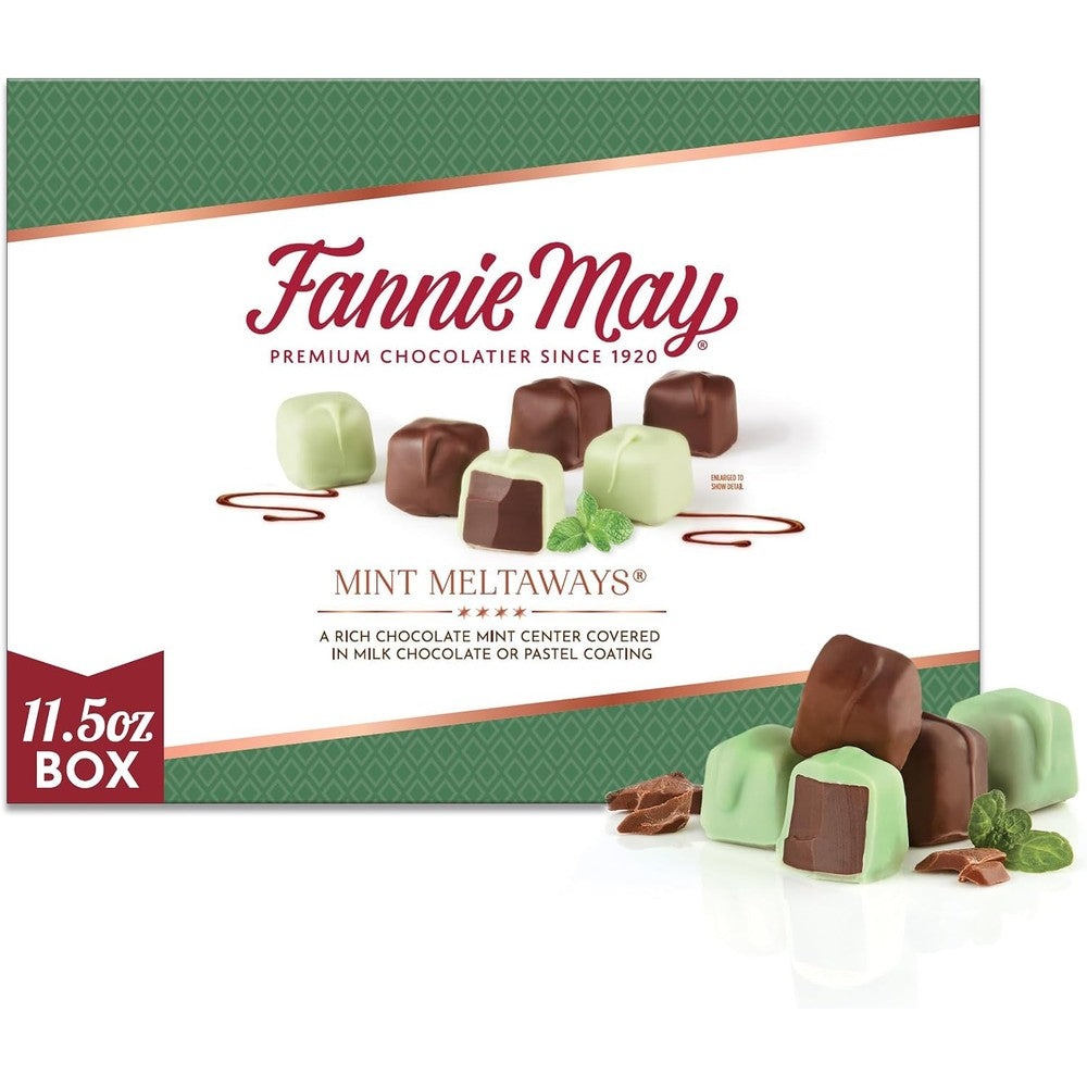 Fannie May Milk Chocolate Mint Meltaways Premium Confectionery Gift Box Eleven Point Five Ounce