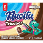 Nutresa Nucita Trisabor Three Flavor Creamy Candy Chocolate Strawberry And Vanilla Spreadable Dessert Candy 7.9 Ounce 16 Pack