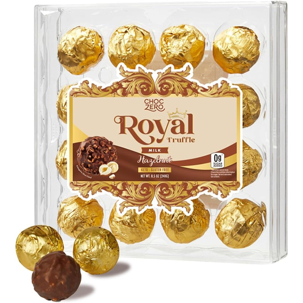 ChocZero Milk Chocolate Hazelnut Truffles Sugar Free Keto Friendly Gluten Free Chocolate Candy Eight Point Five Ounce Box