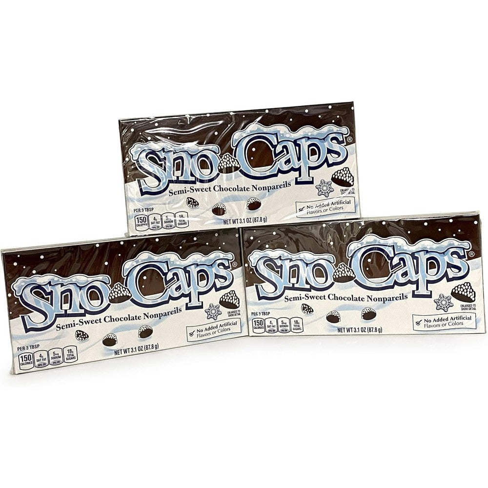 Nestle Sno Caps Semi Sweet Chocolate Nonpareils Movie Theater Box Three Pack Three Point One Ounce